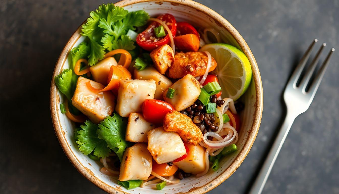 Chicken Poke Bowl Label Reading