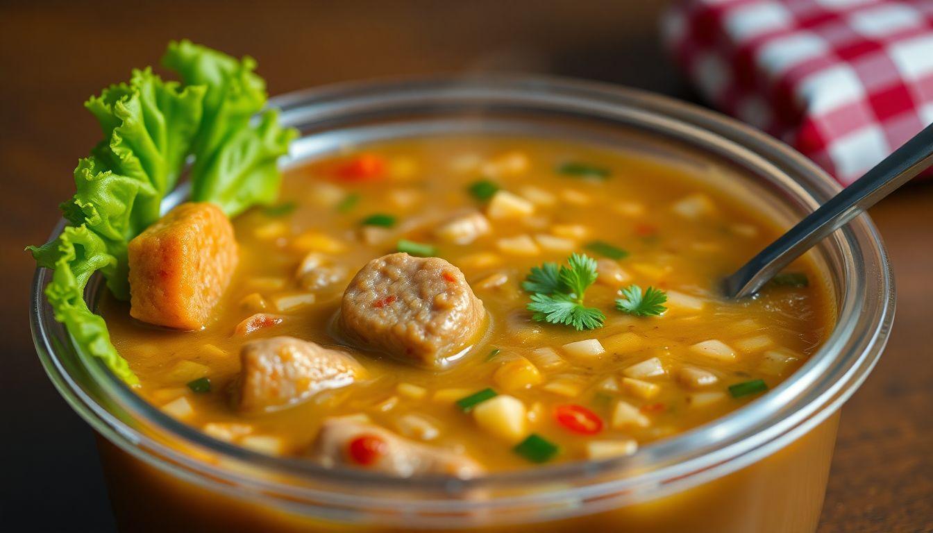 Lentil Sausage Soup High Protein Breakfast for Kids Lunchbox