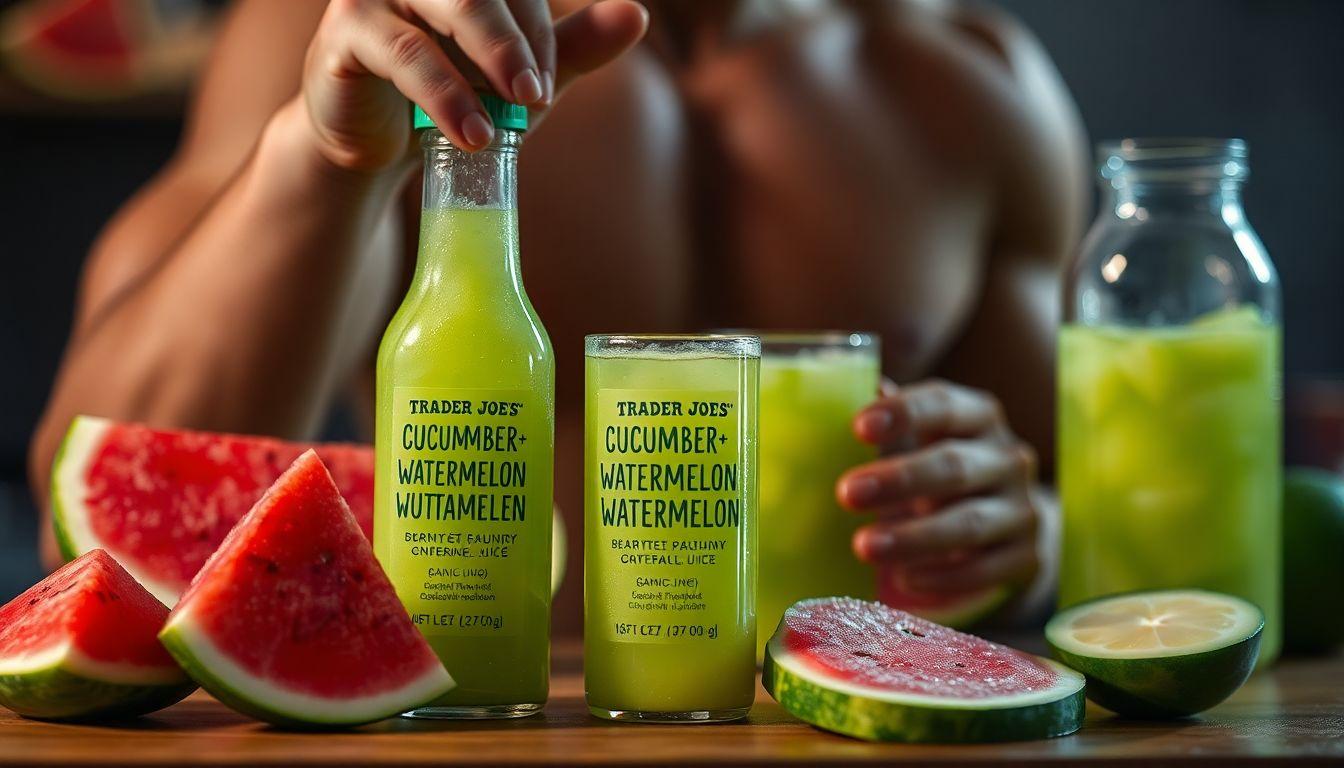 Sipping Trader Joes Cucumber Watermelon Juice for Late Night Hydration
