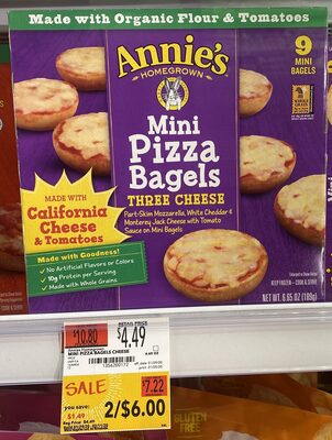 Annie's Three Cheese Mini Pizza Bagels 9 Count