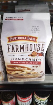 Cookies, thin and crispy, milk chocolate chip