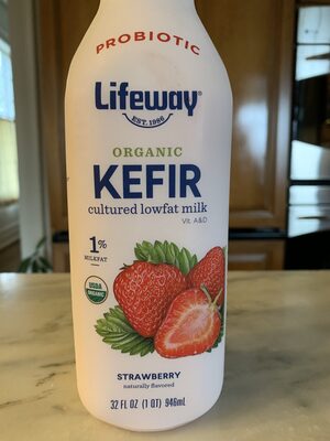 Strawberry kefir cultured lowfat milk, strawberry
