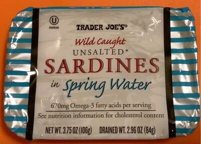 Wild Caught Unsalted Sardines in Spring Water