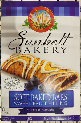 Sunbelt Bakery Soft Baked Bars Sweet Fruit Filling Blueberry Flavored