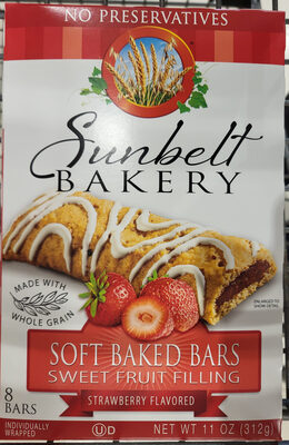 Sunbelt Bakery Soft Baked Bars Sweet Fruit Filling Strawberry Flavored