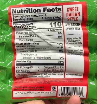 Sweet italian chicken sausage