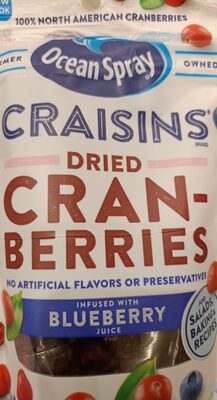 Ocean spray, dried cranberriesl blueberry imp