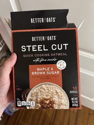 Steel cut maple brown sugar instant oatmeal with flax