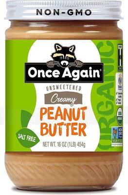 Organic Peanut Butter - Creamy - Unsweetened & Salt Free
