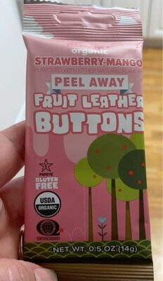Organic strawberry-mango fruit leather buttons