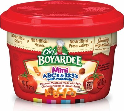 Minibites abcs s pasta with meatballs