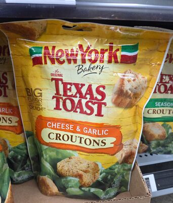 Cheese and garlic croutons