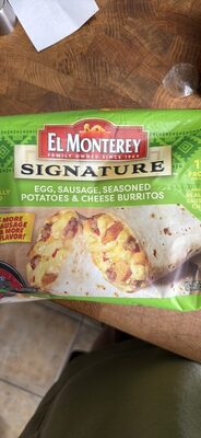 Egg, Sausage, Seasoned Potatoes & Cheese Burritos