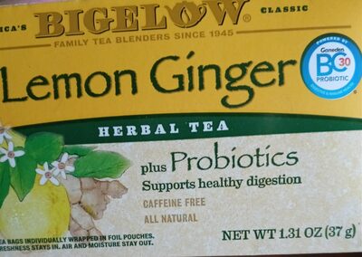 Lemon ginger caffeine free herbal tea bags