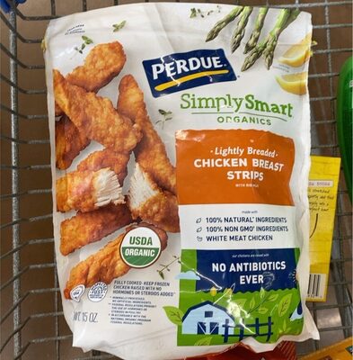 Lightly breaded chicken breast strips