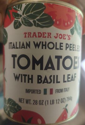 Italian Whole Peeled Tomatoes With Basil Leaf