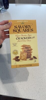 Savory Squares Vegan Cheddar Style Crackers with Nut & Seed Flour