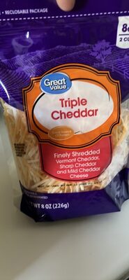 Triple Cheddar Finely Shredded Vermont Cheddar, Sharp Cheddar and Mild Cheddar Cheese