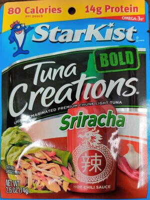 Lightly marinated premium chunk light tuna, sriracha