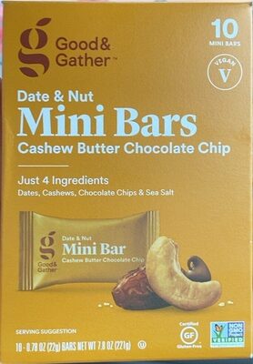 Date & Nut Cashew Butter Chocolate Chip Mini Bars