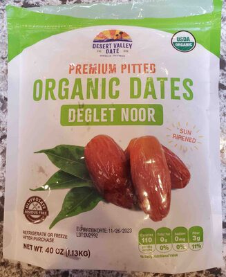 Premium Pitted Organic Dates, Deglet Noor
