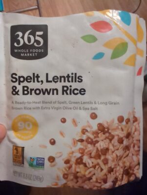 365 everyday value, spelt green lentils & long grain brown rice