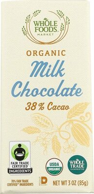 Organic milk chocolate bar