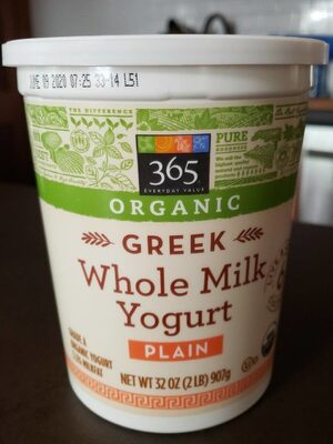 Organic plain greek whole milk yogurt