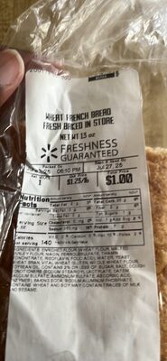 Wheat French Bread Fresh Baked In Store