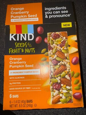 Orange Cranberry Pumpkin Seed Bar - Seeds, Fruit & Nuts