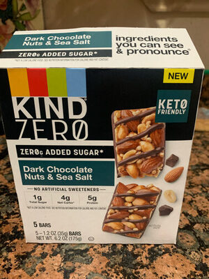 Kind Zero dark chocolate, nuts & sea salt