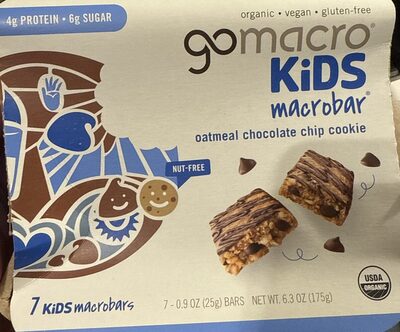 Organic Kids MacroBars Oatmeal Chocolate Chip Cookie
