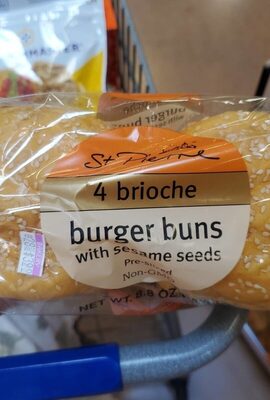Brioche burger buns with sesame seeds
