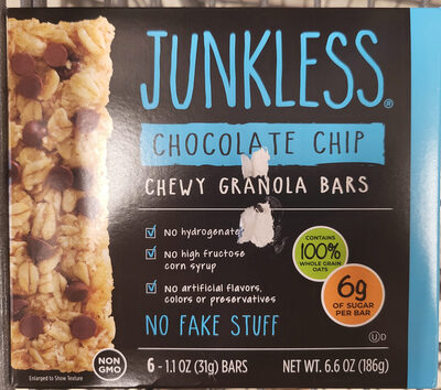 Junkless Chocolate Chip Chewy Granola Bars