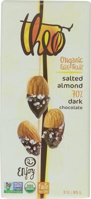 Chocolate organic salted almond percentage dark chocolate bar