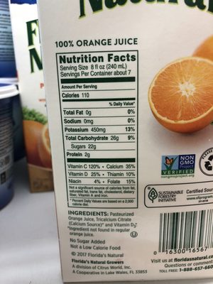 100% premium florida orange juice, no pulp, calcium & vitamin d