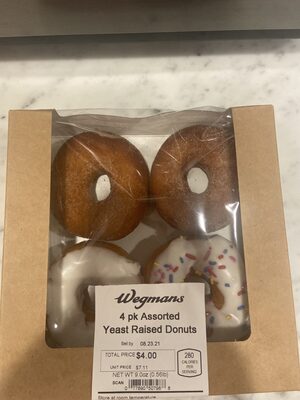 4 pk Assorted Yeast Raised Donuts