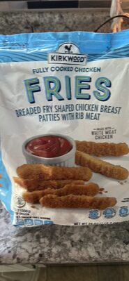 FRIES BREADED FRY SHAPED CHICKEN BREAST PATTIES WITH RIB MEAT
