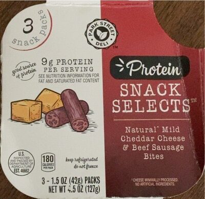 natural mild cheddar cheese & beef sausage bites