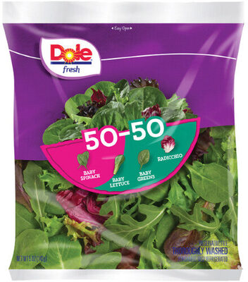 50-50 baby spinach, baby lettuce, baby greens, radicchio