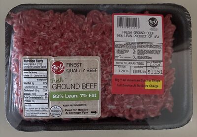 93% Lean, 7% Fat Ground Beef