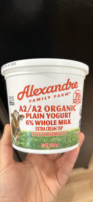 A2/A2 Organic Plain Yogurt 6% Whole Milk Extra Cream Top