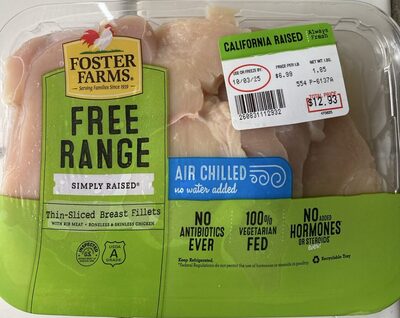 Air Chilled Free Range Chicken Thin Sliced Breast Fillets