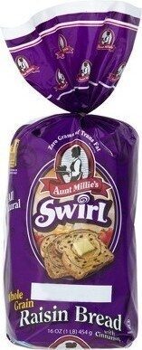 All Natural Whole Grain Swirl Raisin Bread With Cinnamon