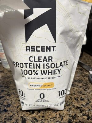 Ascent Clear Protein Isolate 100% Whey Pineapple Coconut