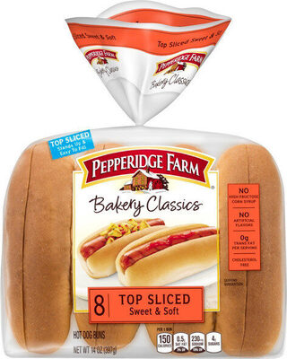 Bakery classics top sliced sweet & soft hot dog buns bag