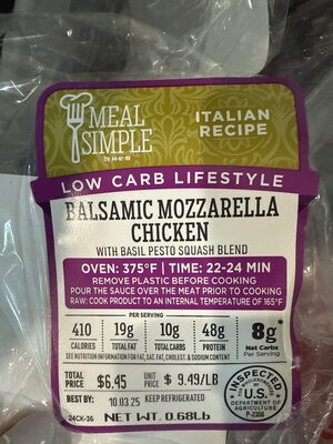 Balsamic Mozzarella Chicken with Basil Pesto Squash