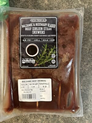 Balsamic & Rosemary Glazed Beef Sirloin Steak Skewers