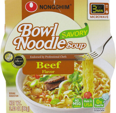 Beef flavor bowl noodle soup