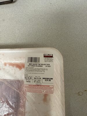 beef round top round thin cut steak Milanesa